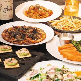 【歓送迎会宴会◎】ピザやパスタのイタリアン満喫全7品◆プレミアム120分飲み放題付コース