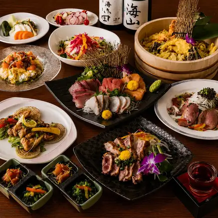 【夏季★梅コース】3H飲み放題付!鮮魚3種盛り・名物タルタルチキン等〈全8品〉5,000円→4,000円