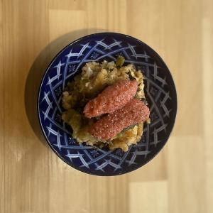 Potato salad with takana and mentaiko