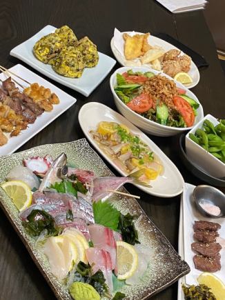 <プレモルや角ハイなど2時間飲み放題付!!>さむらいの大満足コース♪※1時間飲放延長1000円(税込)