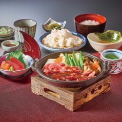 [Miyazaki Beef] Miso Sukiyaki and Sashimi Set