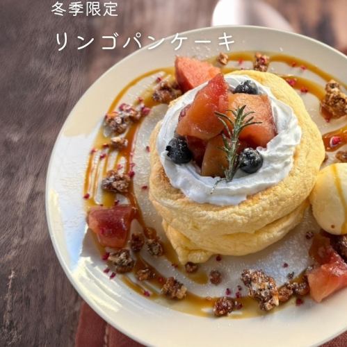 Soft apple caramel milk pancakes