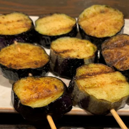 Eggplant skewers (salt and ponzu)