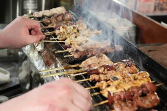 飲放題付４０００円生ビール有２時間（LO３０分前）本格焼鳥１人5本、料理7品スタンダードコース