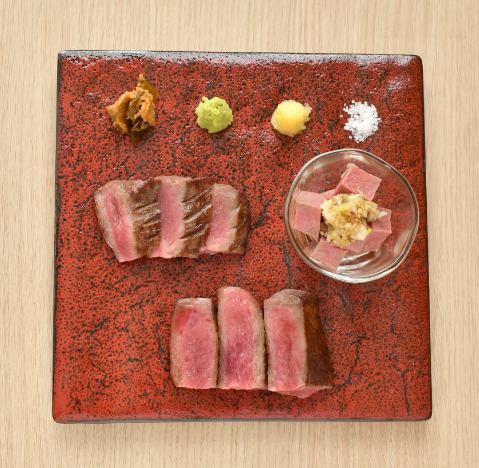 3種盛り牛たん定食 赤