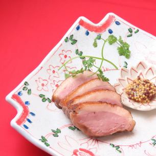 Grilled duck loin with extra-large mustard