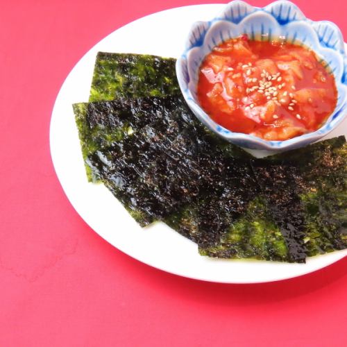 Sesame oil-flavored chanja wrapped in Korean seaweed