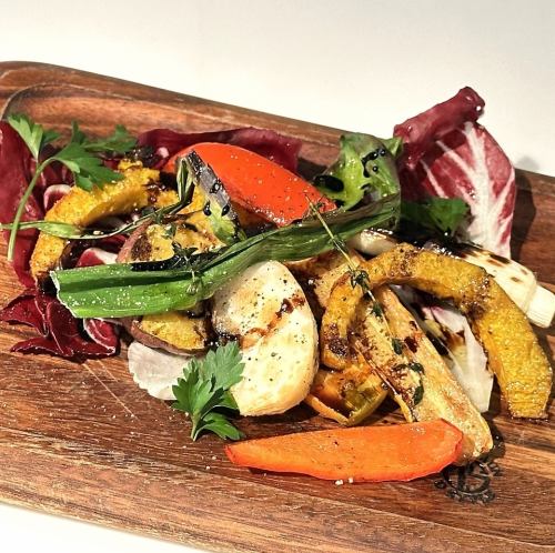 Assortment of charcoal-grilled vegetables from friendly farmers