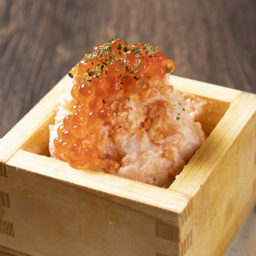 Mentaiko potato salad topped with salmon roe