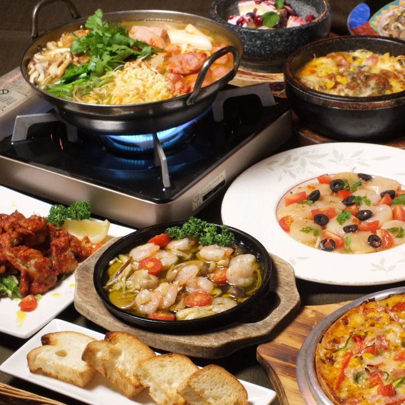 韓国、洋風、和風の創作料理が楽しめるお店です。アツアツの石鍋、石皿料理が人気☆