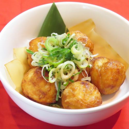 Fried takoyaki green onion ponzu sauce