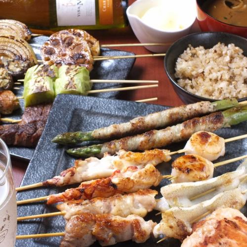 【記念日や誕生日に】90分飲放付!フォアグラが入った【特選中々串焼きコース】 5500円