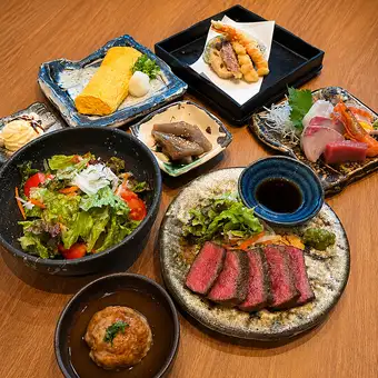 [2-hour all-you-can-drink included] Our most popular course! Enjoy our famous tempura, sashimi, and wagyu beef♪ All-you-can-eat course ◇ 6,600 yen (tax included)