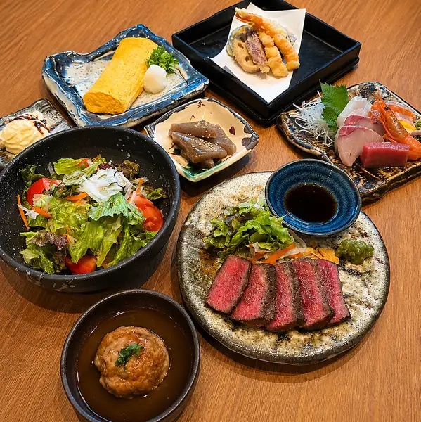 【2時間飲放付】迷ったらコレ！当店名物天ぷらと旬の鮮魚や炭焼き料理が食べられる名物コース6,600円(税込)