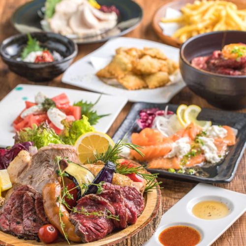 鮮魚3種盛にメインは3種のステーキorスタミナ焼き【厳選コース】 10品 4,500円 2時間飲み放題