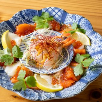 「あらた」なるジェノベーゼソースで海鮮のおまかせカルパッチョ！