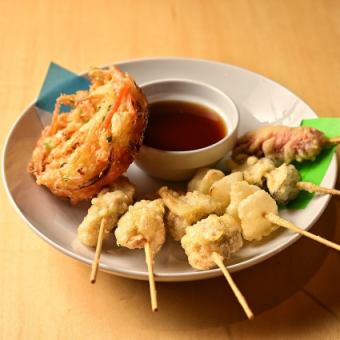 肉系串天ぷら盛合せ(6本)