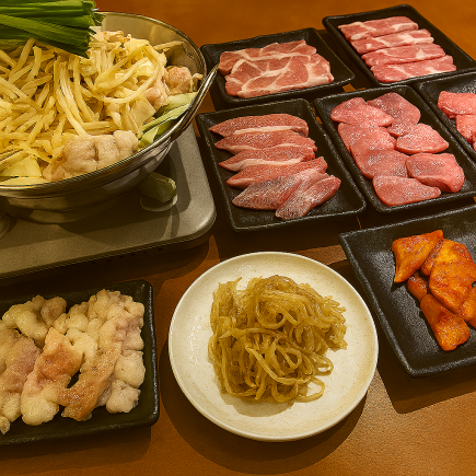 【カルビ・ロースコース】絶品京もつ鍋＆佐賀牛上ロースなどの厳選国産和牛を堪能◆4290円(税込)