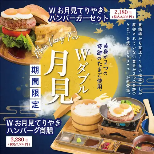 Double Moon-Viewing Grilled Hamburg Steak Set Meal