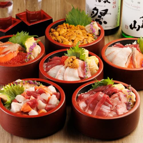 自慢の”生”本鮪や雲丹など贅沢ネタを、昼限定で丼に…