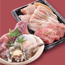 【夜の団体さま限定】「基本料金（税込1280）」＋【 肉＆海鮮ＢＢＱプラン（税込4220） 】