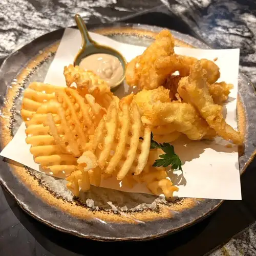 White fish fish and chips, Tofu bagna cauda