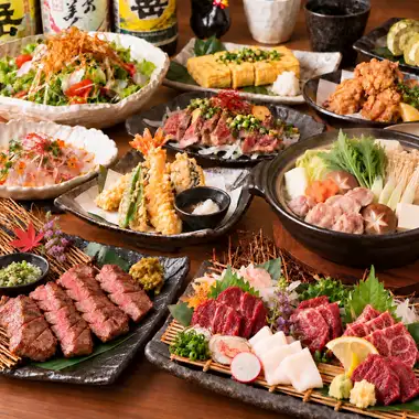 【宴会におすすめ】馬刺しと牛タンを愉しむ飲み放題付コース
