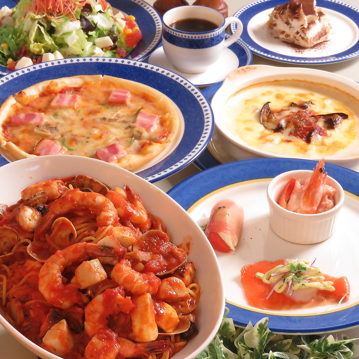 Cコース】スパゲティ食べ放題！メインがついたフルコース！大満足7品