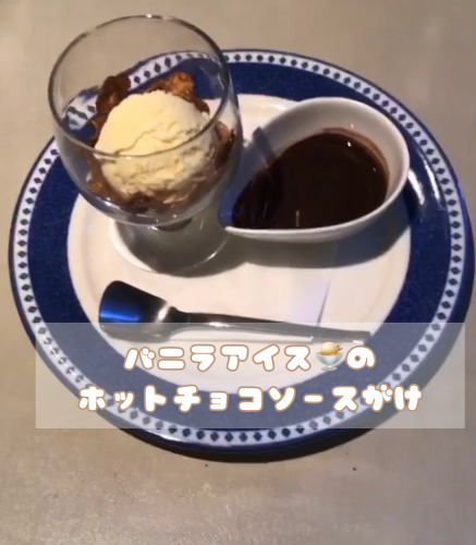 バニラアイスのホットチョコソースがけ
