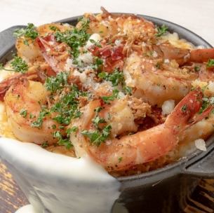 Volcano pasta with shrimp and homemade tomato sauce