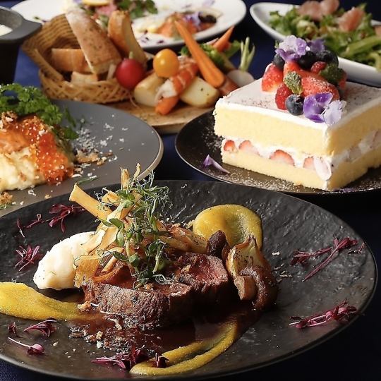 【24-25일 한정 크리스마스 코스】기념 촬영·홀 케이크 첨부 전 8품 120분 음료 무제한 ◆6700엔