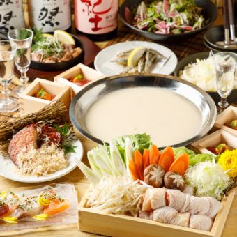 Evening Course: Enjoy rich local chicken paitan hotpot and homemade fried chicken ◎ 2 hours all-you-can-drink included <6 dishes> 4000 yen ⇒ 3000 yen