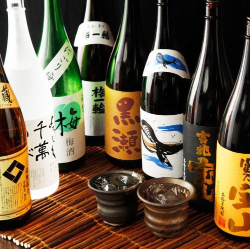 Carefully selected shochu (wheat, potato), local sake