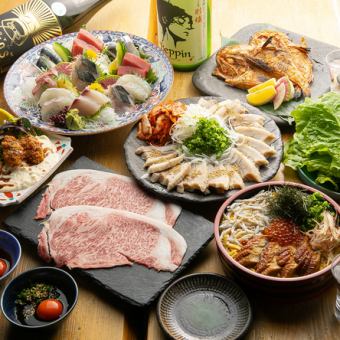《日本酒飲み放題付き》特選海鮮とサーロインを愉しむコース7,000円