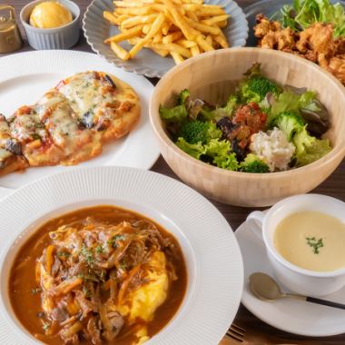 昼も夜も可！【オトクに貸切宴会】ナンピザ付お手頃に少人数でも楽しめる7品3500円(税込)コース