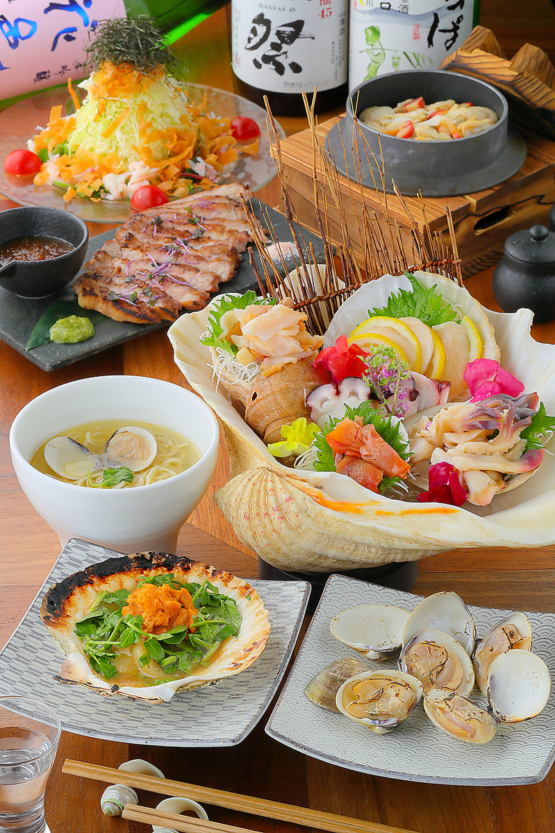 贅沢コース 贔屓名物三重県産焼きハマグリなど豪華お料理7品1分飲み放題付 7000円 貝と酒 贔屓 ひいき
