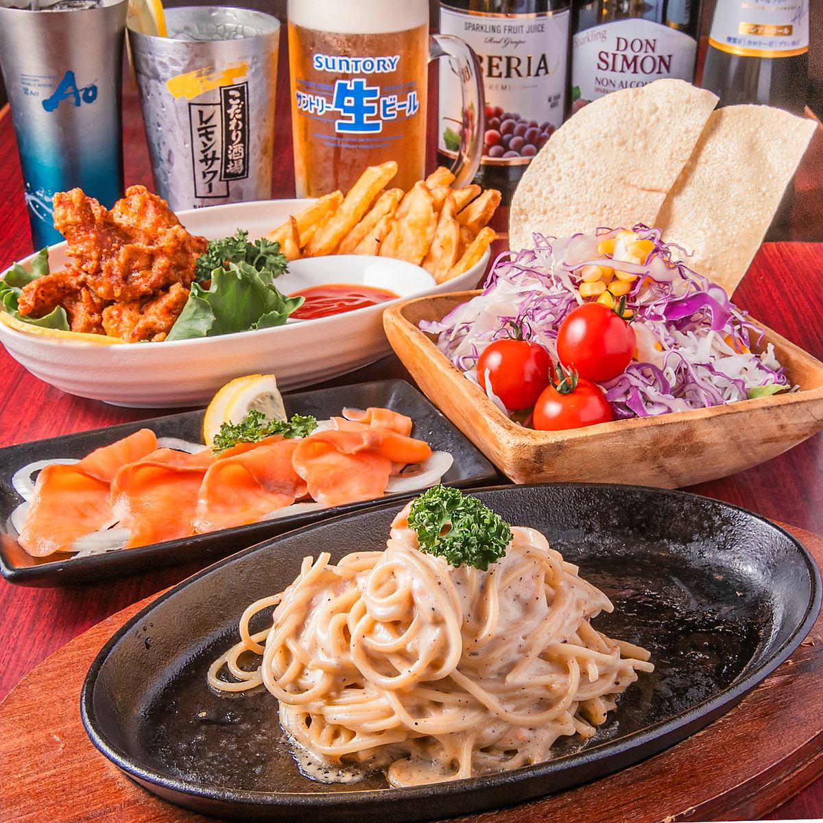 宴会にぴったりのお得な飲み放題付きコース♪