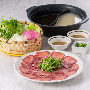 【牛タンしゃぶしゃぶコース】120分飲み放題付き!牛タンしゃぶ鍋牛タン炙り等全7品6500円(税込)