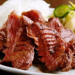 Thick-sliced beef tongue steak served with Sendai green chili miso