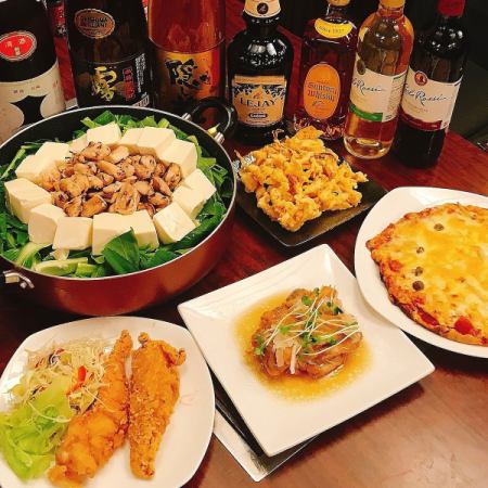 もず一番人気コース☆２３時まで飲み放題無制限！選べる鍋+4品』4000円♪