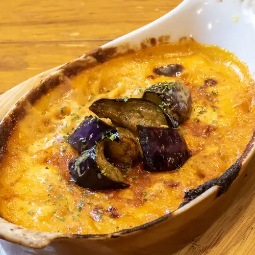 Fried eggplant with meat sauce