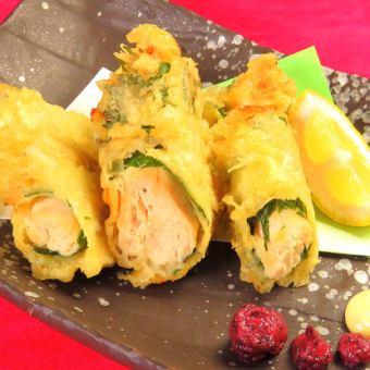 Deep-fried fillet wrapped in perilla (plum/cod roe)