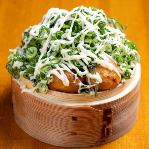 A huge pile of green onions! Takoyaki (16 pieces)