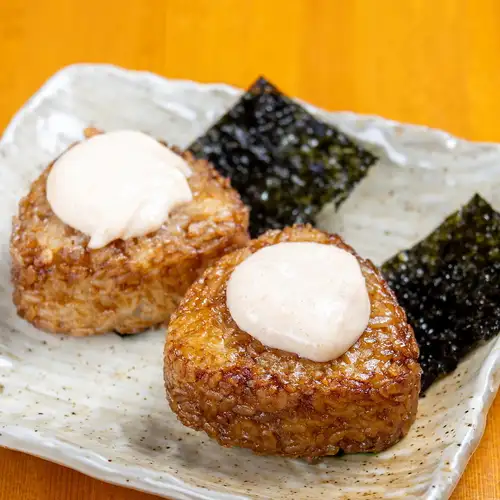 Mentaiko mayonnaise grilled rice ball
