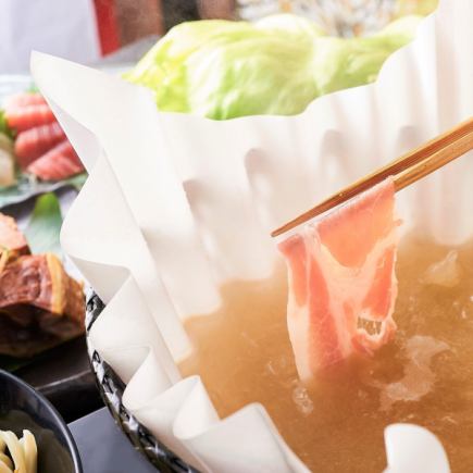 ≪No.1 in popularity≫ Japanese paper shabu Yuki course 9 dishes total 4,600 yen