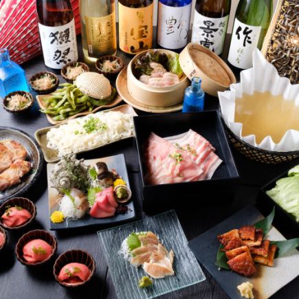 [Enjoy Japanese paper shabu and sake selected from all over the country] Course 9 dishes total 5,700 yen