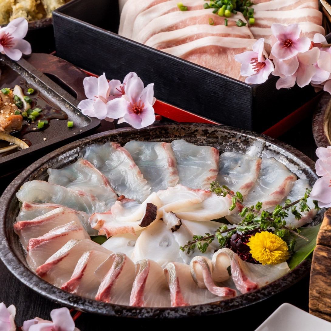 [10th Anniversary Plan] Enjoy the famous Japanese paper shabu "Seafood shabu & Sangen pork shabu"... 12 dishes in total 6,200 yen ≪2 hours of all-you-can-drink included, recommended for New Year's parties and farewell parties≫
