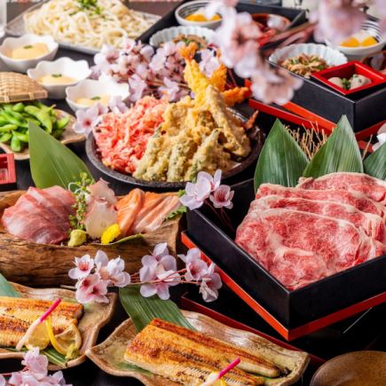 Suki-shabu "SUKISHABU" course [Marbled Japanese beef sukiyaki-style shabu-shabu & grilled eel...gorgeous!] 11 dishes in total 10,000 yen ≪Recommended for entertainment, farewell parties, and tourists≫