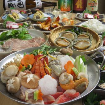 Includes live abalone! Specially selected ingredients [Kirame] course with 2 hours of all-you-can-drink, 8 dishes total, 7,700 yen