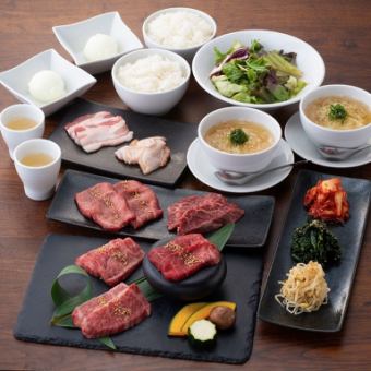 [Great value lunch-only course] 3 kinds of Wagyu beef, tongue and skirt steak, popular cold noodles, and dessert